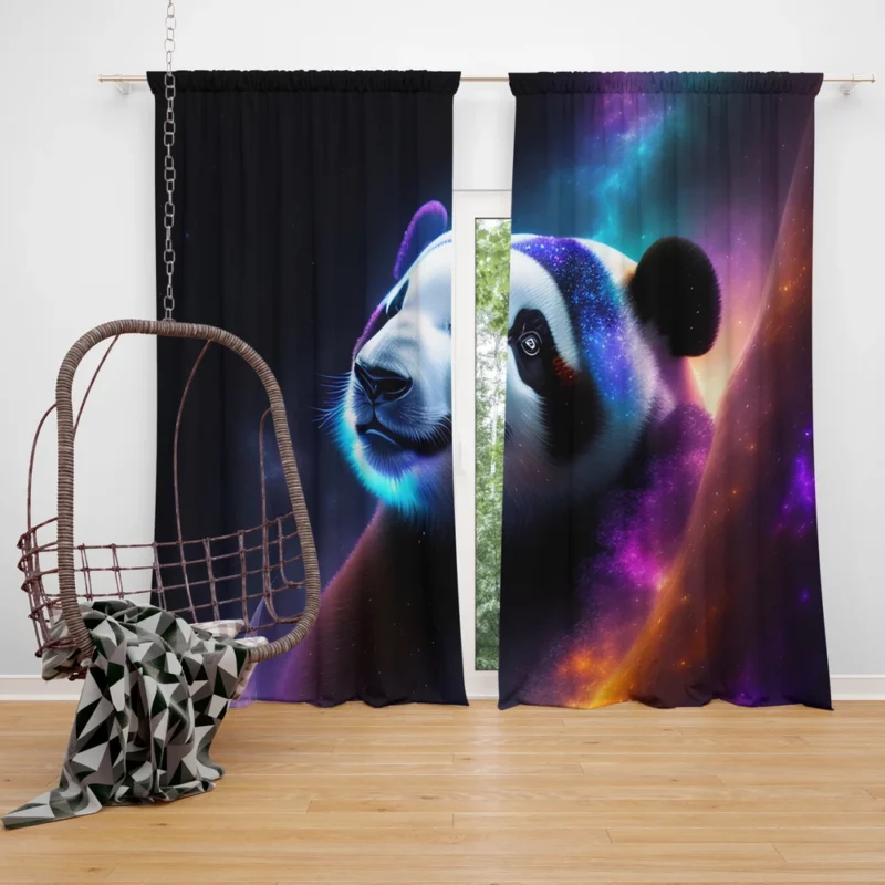 Panda Among the Stars Window Curtain
