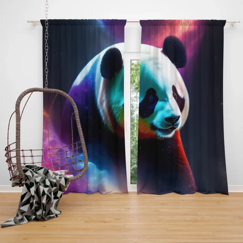 Panda Digital Artwork Window Curtain