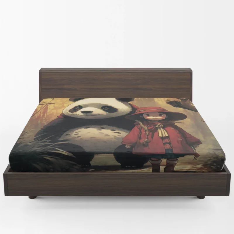 Panda Girl in the Forest Fitted Sheet 1