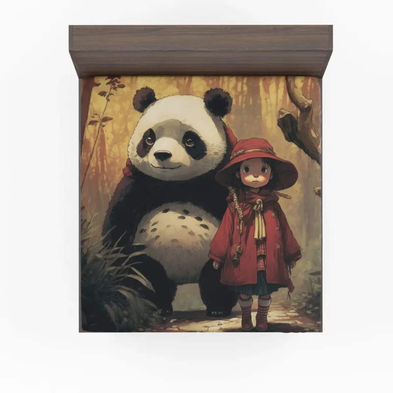 Panda Girl in the Forest Fitted Sheet