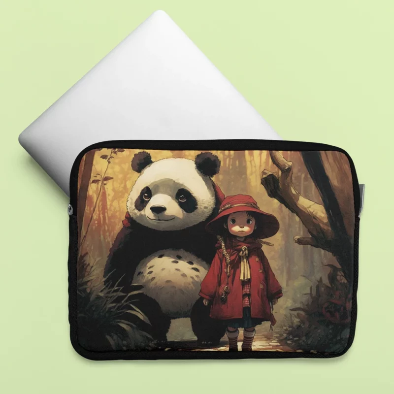 Panda Girl in the Forest Laptop Sleeve