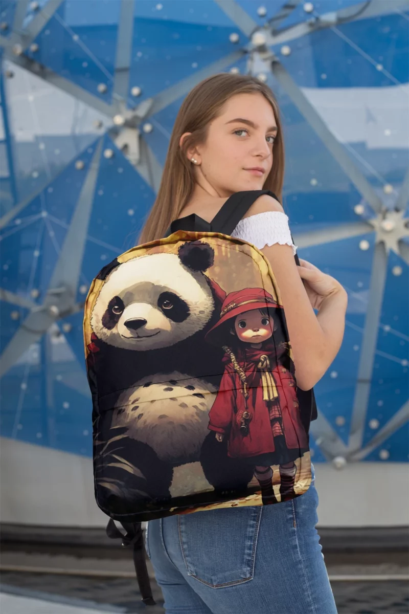 Panda Girl in the Forest Minimalist Backpack 2