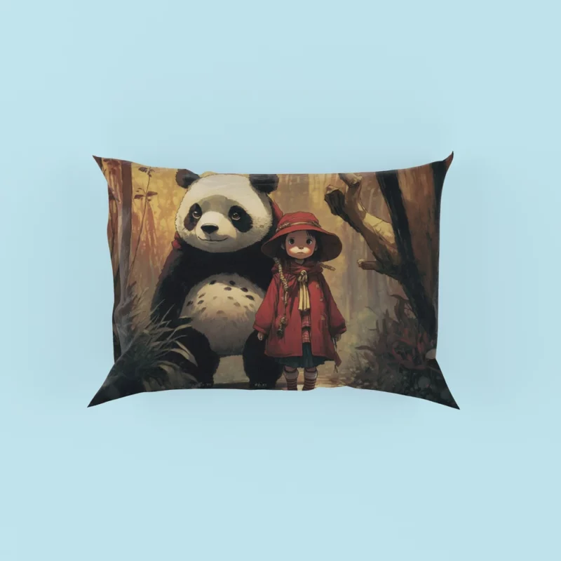 Panda Girl in the Forest Pillow Case