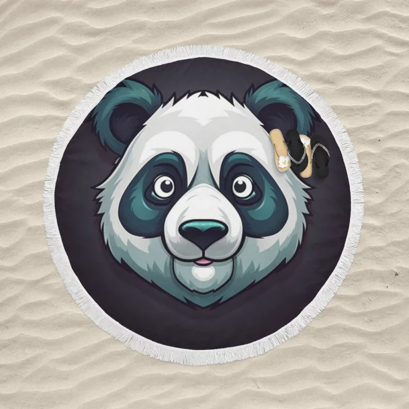 Panda Mascot Character Round Beach Towel
