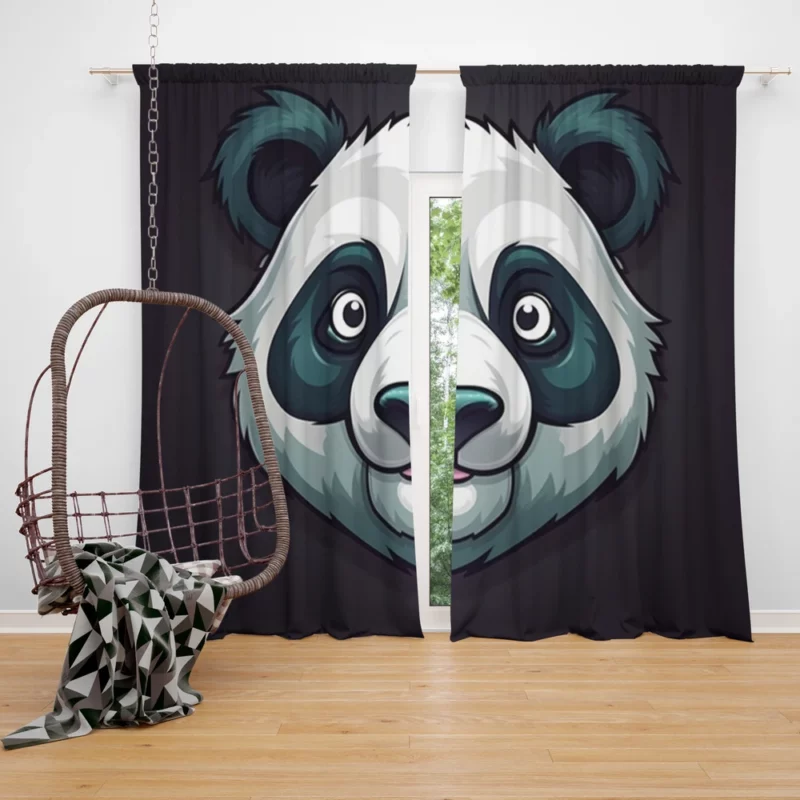 Panda Mascot Character Window Curtain