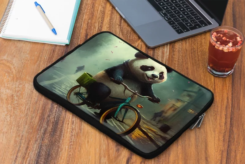 Panda Riding Bike in Rain Laptop Sleeve 2