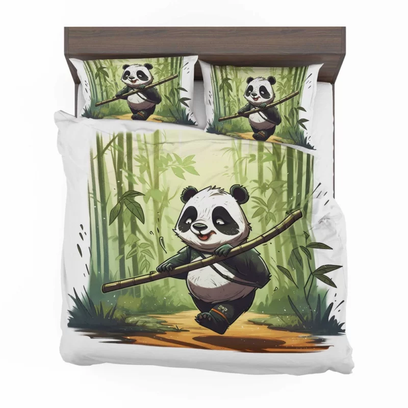 Panda Walking Through Bamboo Forest Bedding Set 2