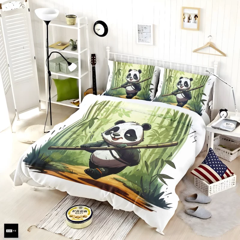 Panda Walking Through Bamboo Forest Bedding Set