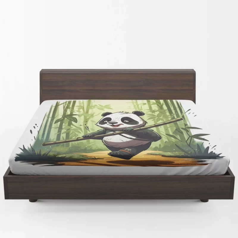 Panda Walking Through Bamboo Forest Fitted Sheet 1