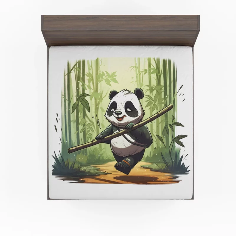 Panda Walking Through Bamboo Forest Fitted Sheet