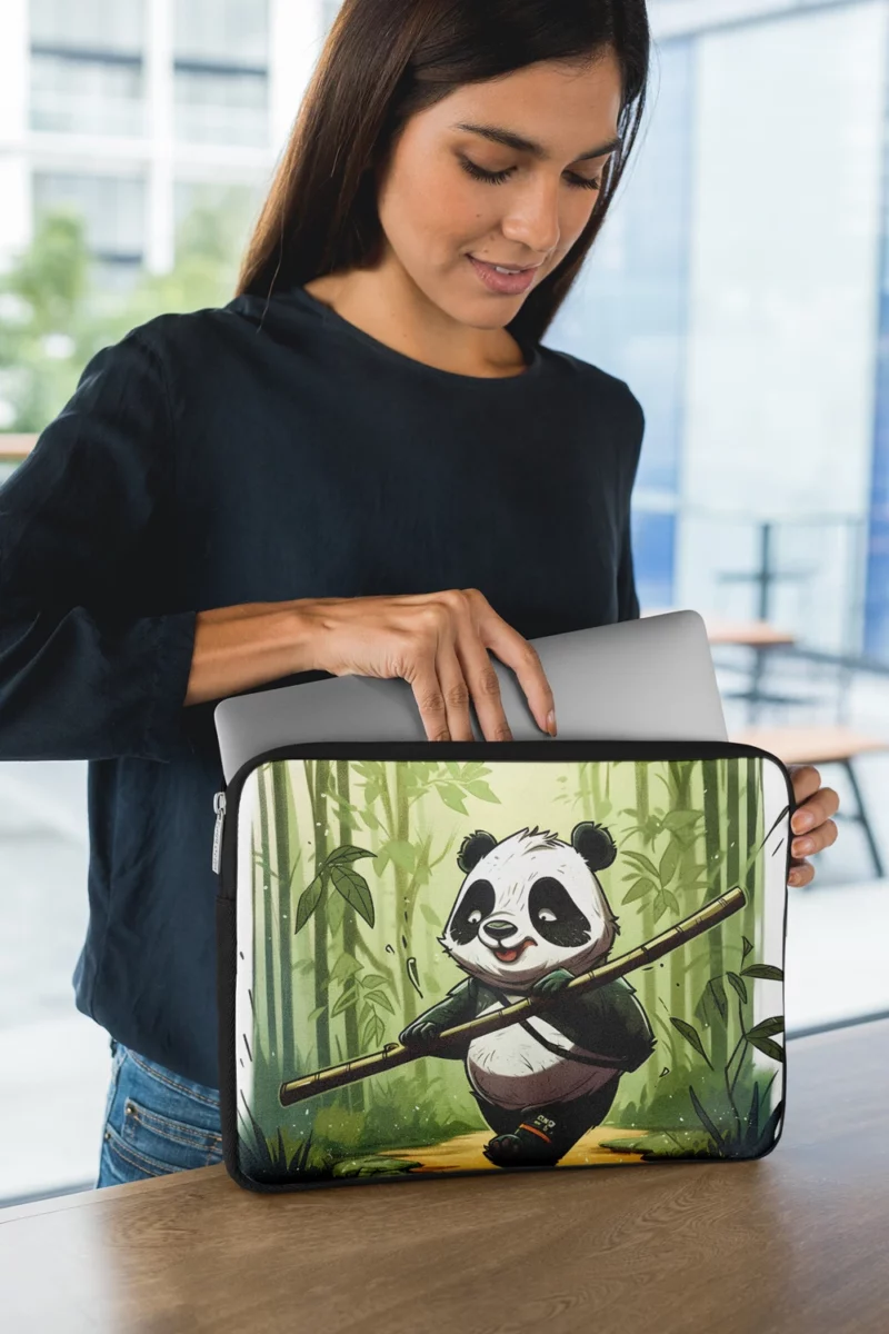 Panda Walking Through Bamboo Forest Laptop Sleeve 1