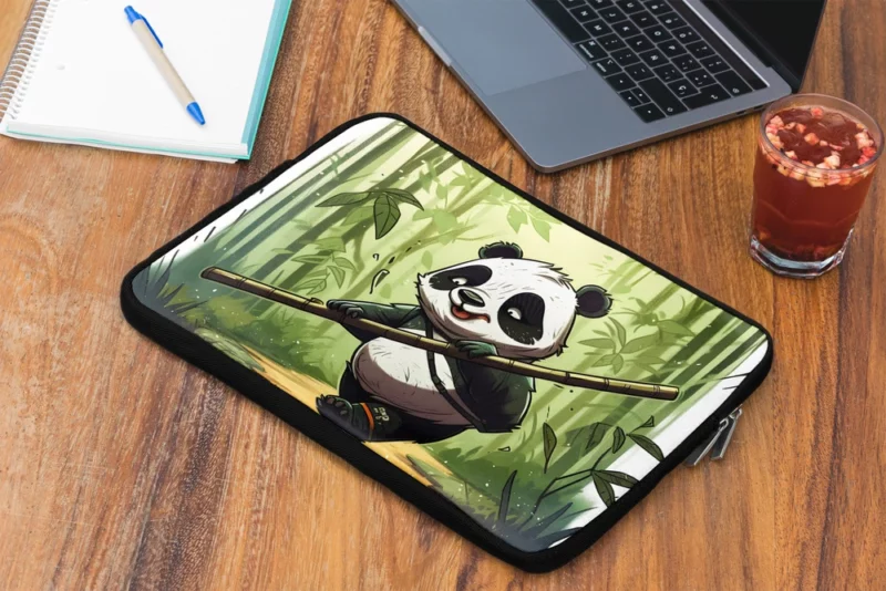 Panda Walking Through Bamboo Forest Laptop Sleeve 2