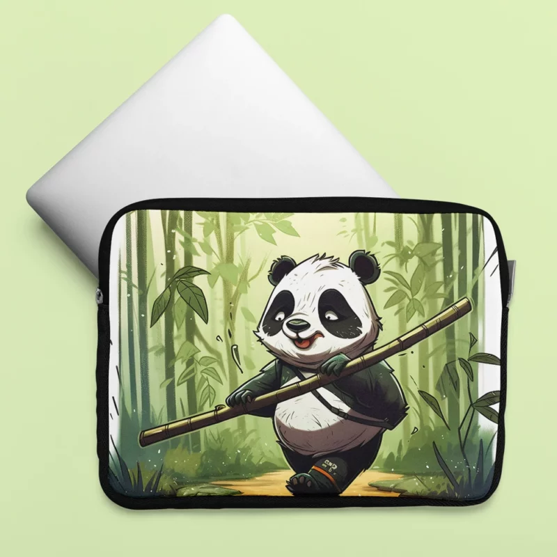 Panda Walking Through Bamboo Forest Laptop Sleeve