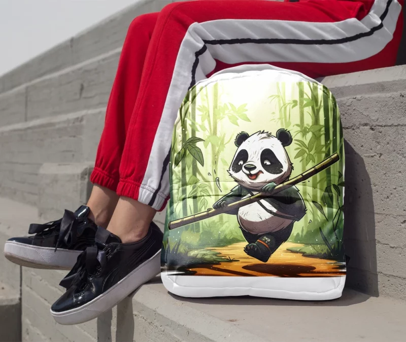 Panda Walking Through Bamboo Forest Minimalist Backpack 1