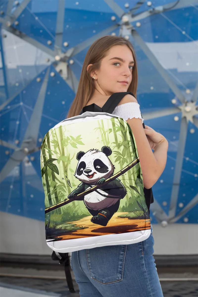 Panda Walking Through Bamboo Forest Minimalist Backpack 2