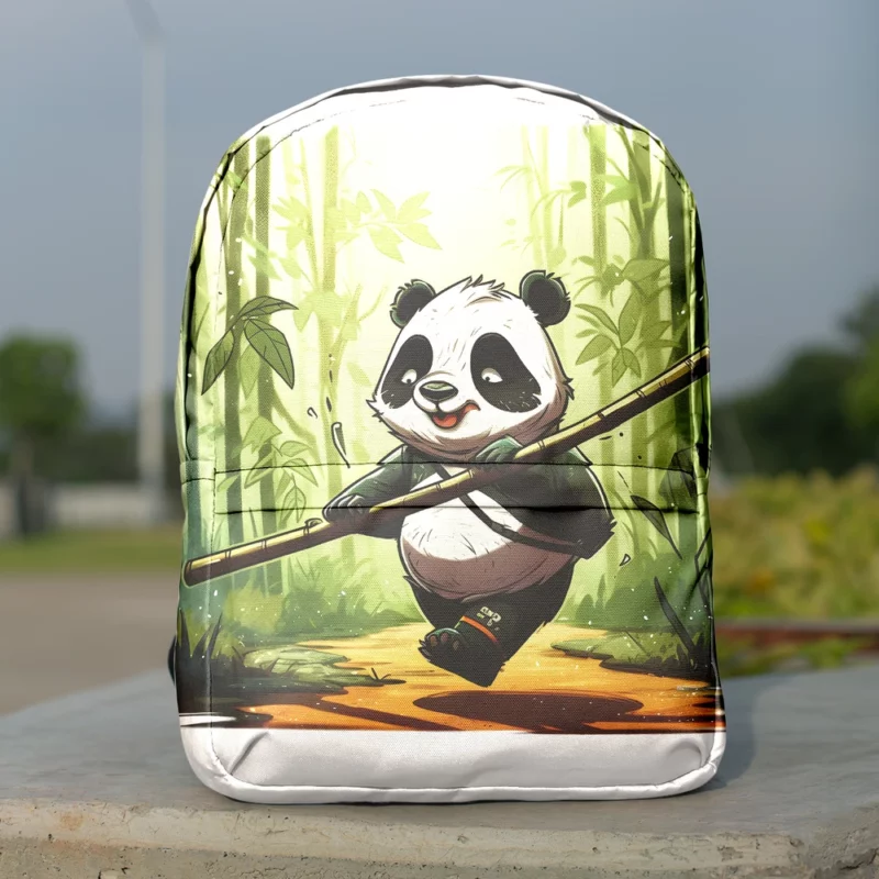 Panda Walking Through Bamboo Forest Minimalist Backpack