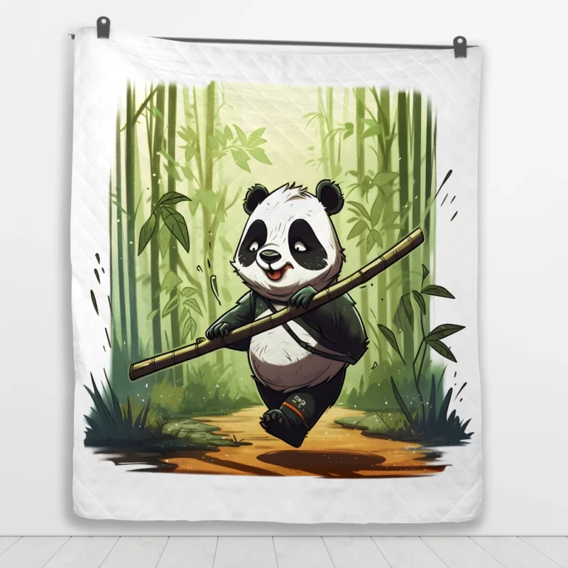 Panda Walking Through Bamboo Forest Quilt Blanket 1