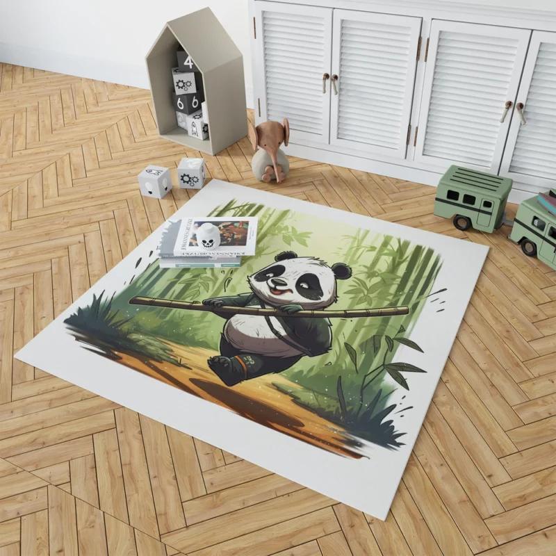 Panda Walking Through Bamboo Forest Rug 1