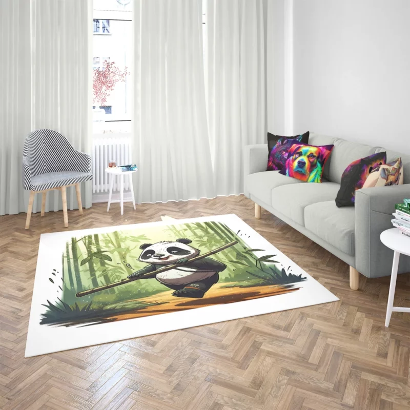 Panda Walking Through Bamboo Forest Rug 2