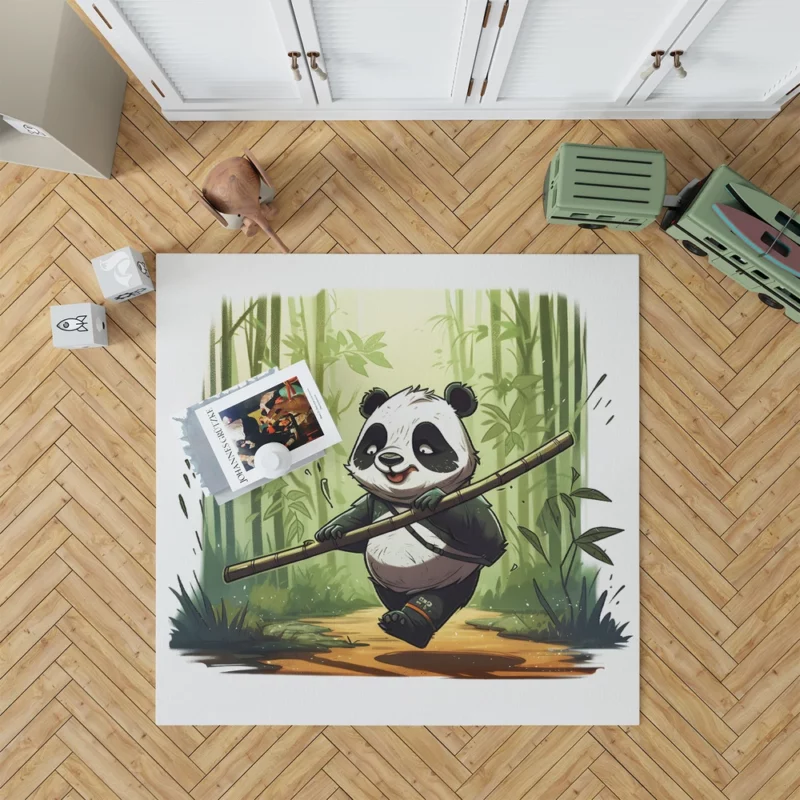 Panda Walking Through Bamboo Forest Rug