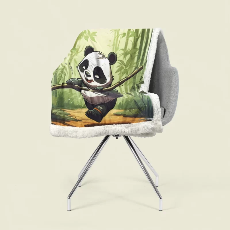 Panda Walking Through Bamboo Forest Sherpa Fleece Blanket 1