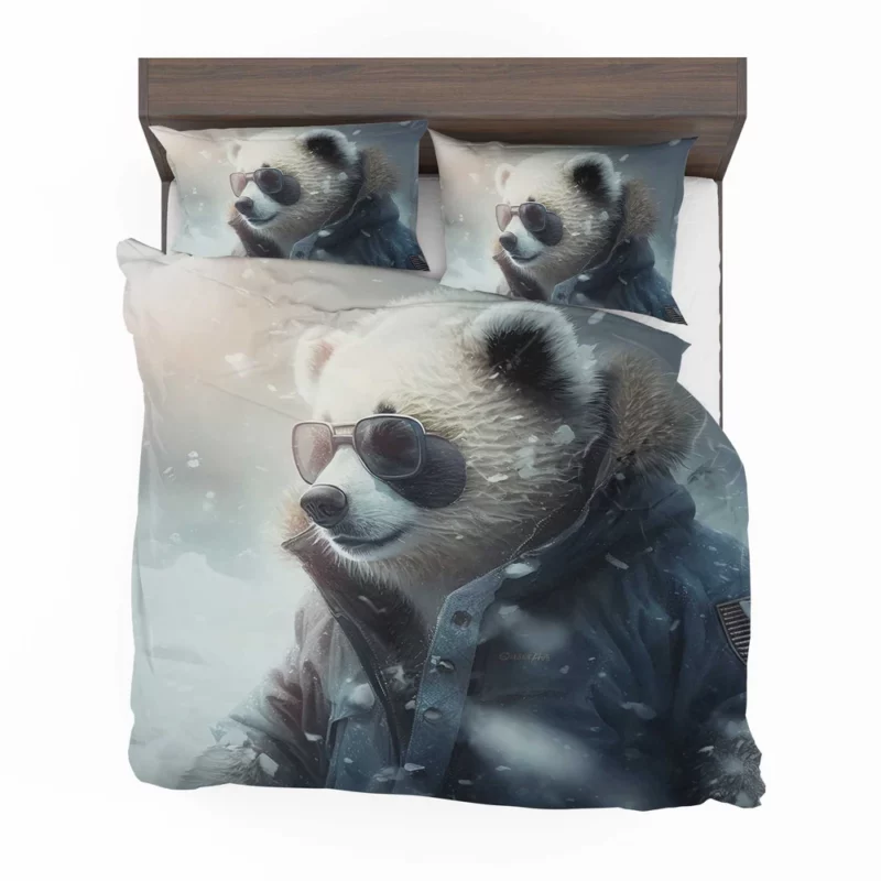 Panda Wearing Goggles in Snow Bedding Set 2