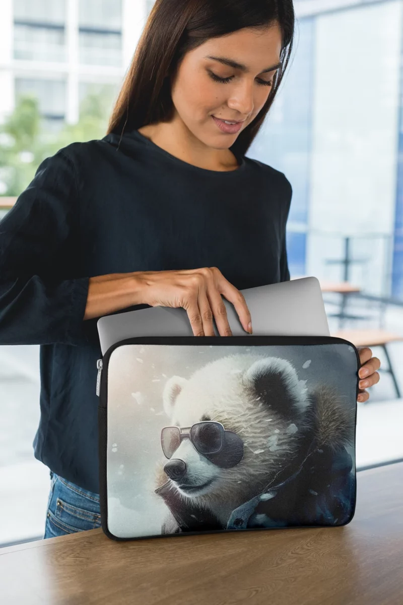 Panda Wearing Goggles in Snow Laptop Sleeve 1