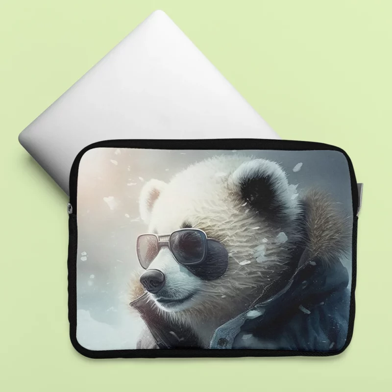 Panda Wearing Goggles in Snow Laptop Sleeve