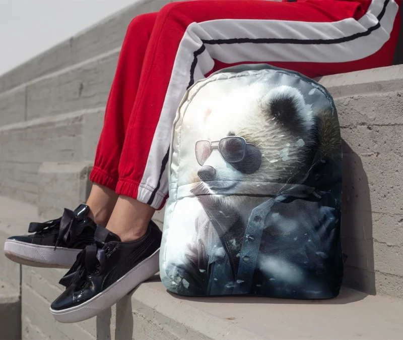 Panda Wearing Goggles in Snow Minimalist Backpack 1