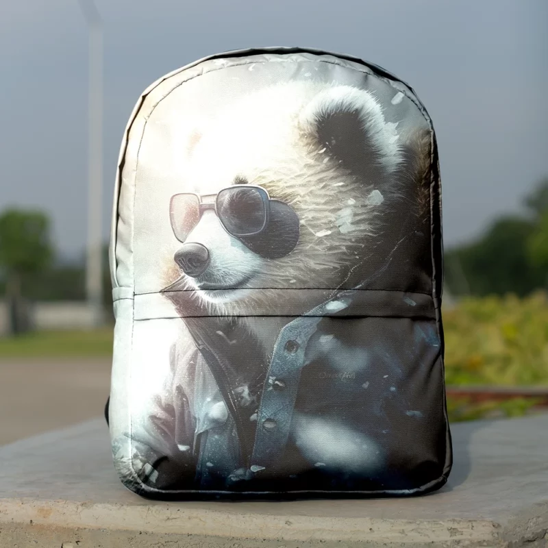 Panda Wearing Goggles in Snow Minimalist Backpack