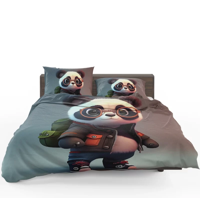 Panda With Glasses and Jacket Bedding Set 1