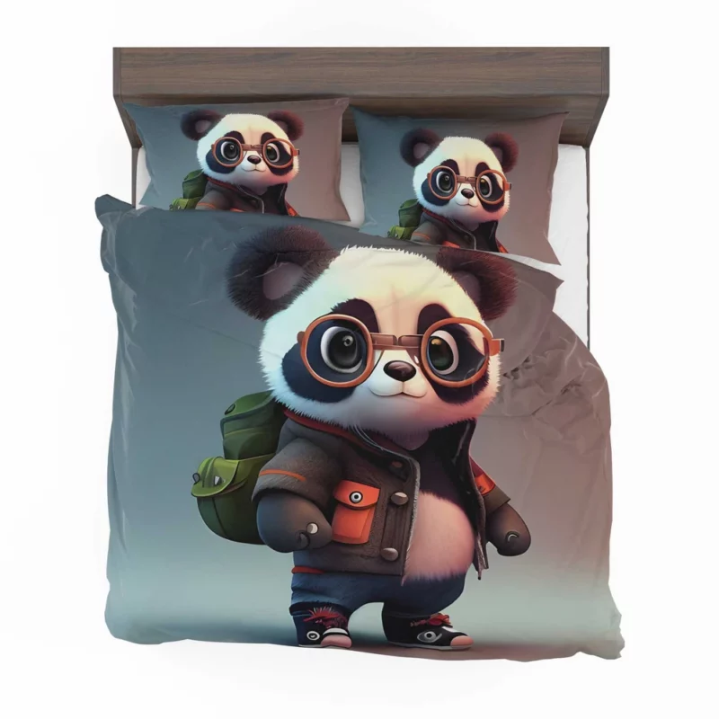 Panda With Glasses and Jacket Bedding Set 2
