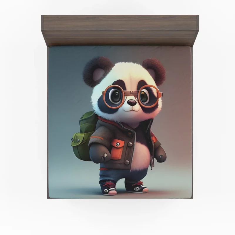 Panda With Glasses and Jacket Fitted Sheet