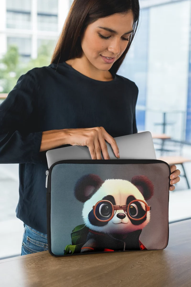 Panda With Glasses and Jacket Laptop Sleeve 1