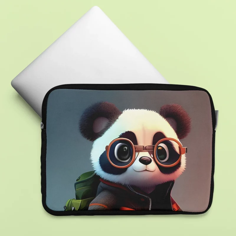 Panda With Glasses and Jacket Laptop Sleeve