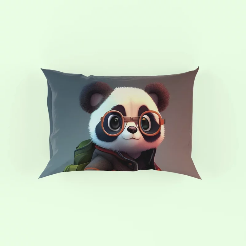 Panda With Glasses and Jacket Pillow Case