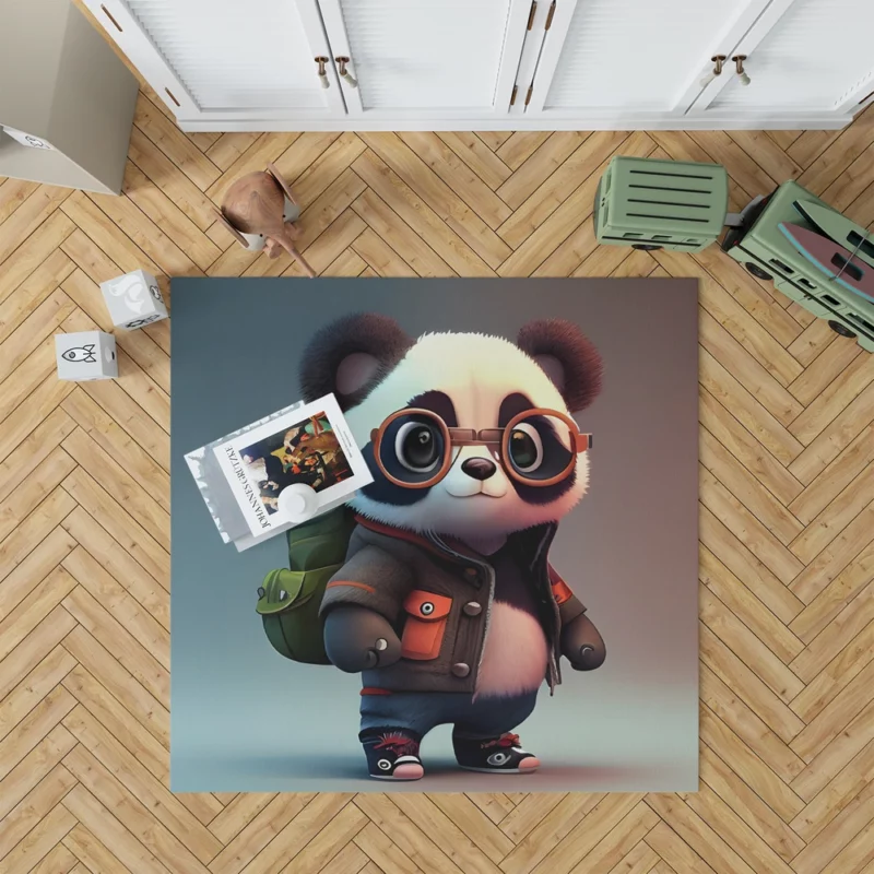 Panda With Glasses and Jacket Rug