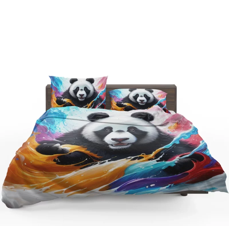 Panda and Waves Digital Art Bedding Set 1