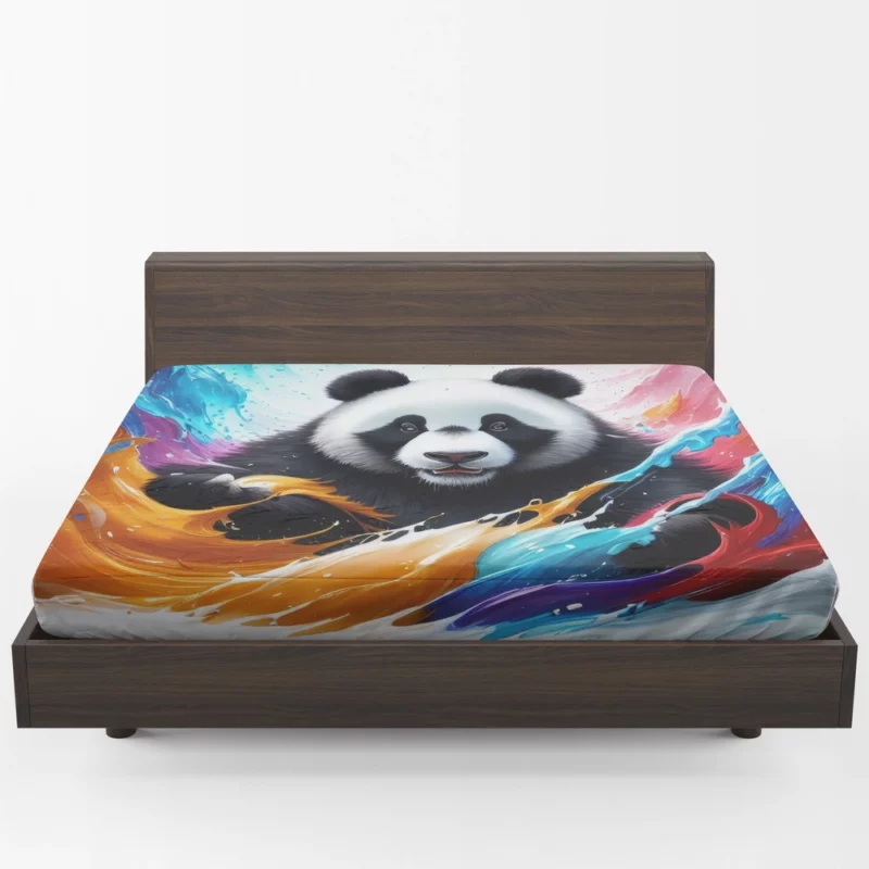 Panda and Waves Digital Art Fitted Sheet 1