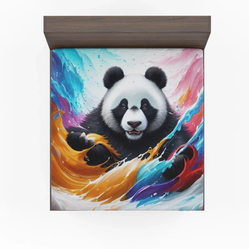 Panda and Waves Digital Art Fitted Sheet