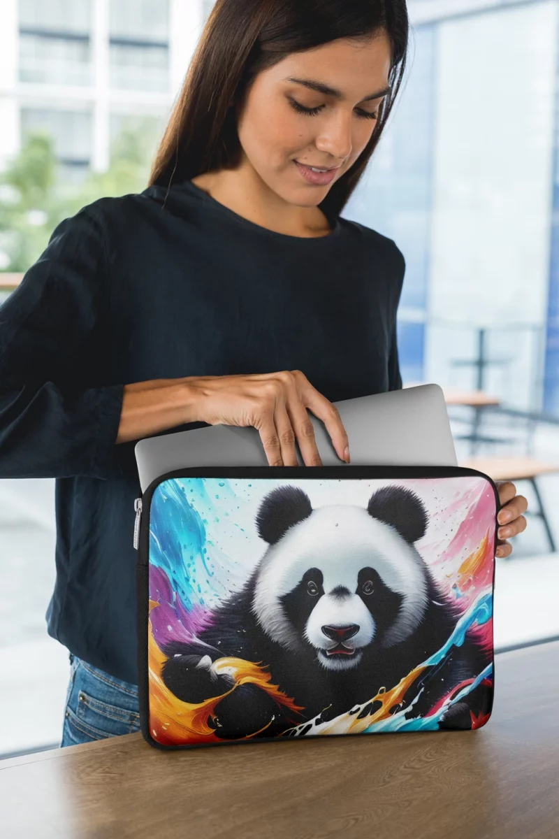 Panda and Waves Digital Art Laptop Sleeve 1