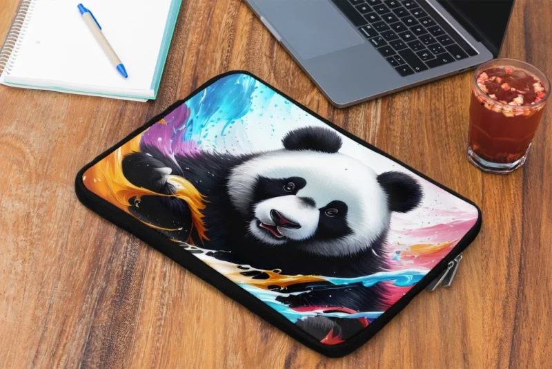 Panda and Waves Digital Art Laptop Sleeve 2