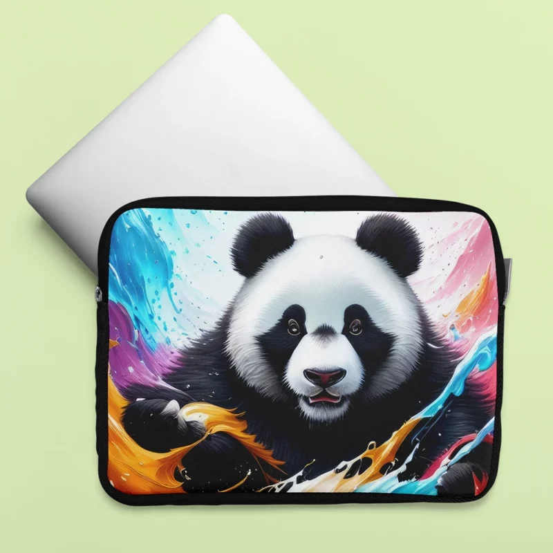 Panda and Waves Digital Art Laptop Sleeve