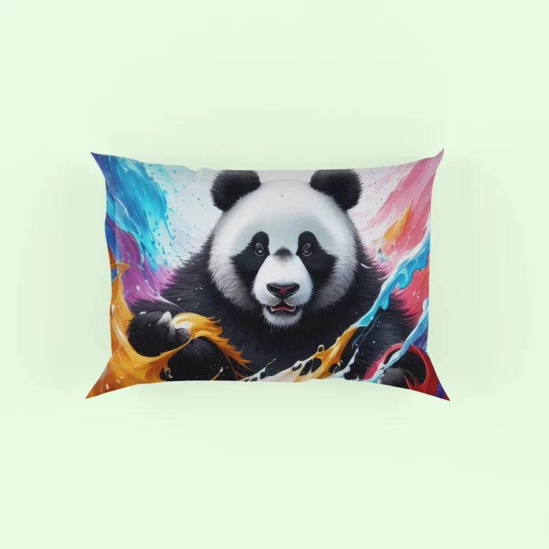 Panda and Waves Digital Art Pillow Case