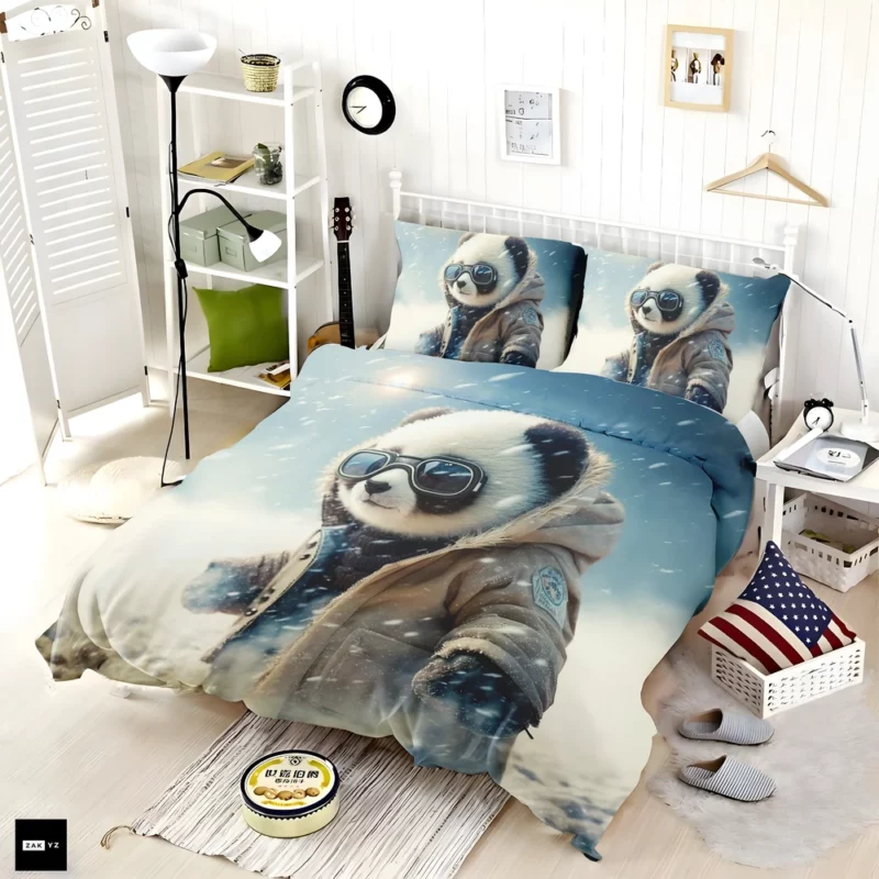 Panda in Snow Gear Bedding Set