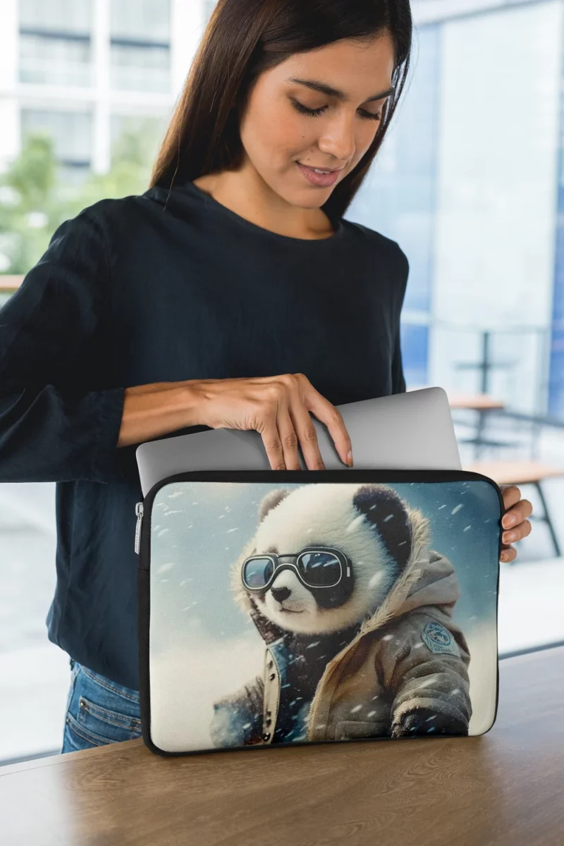 Panda in Snow Gear Laptop Sleeve 1