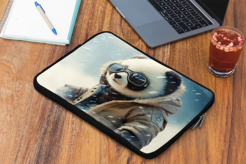 Panda in Snow Gear Laptop Sleeve 2