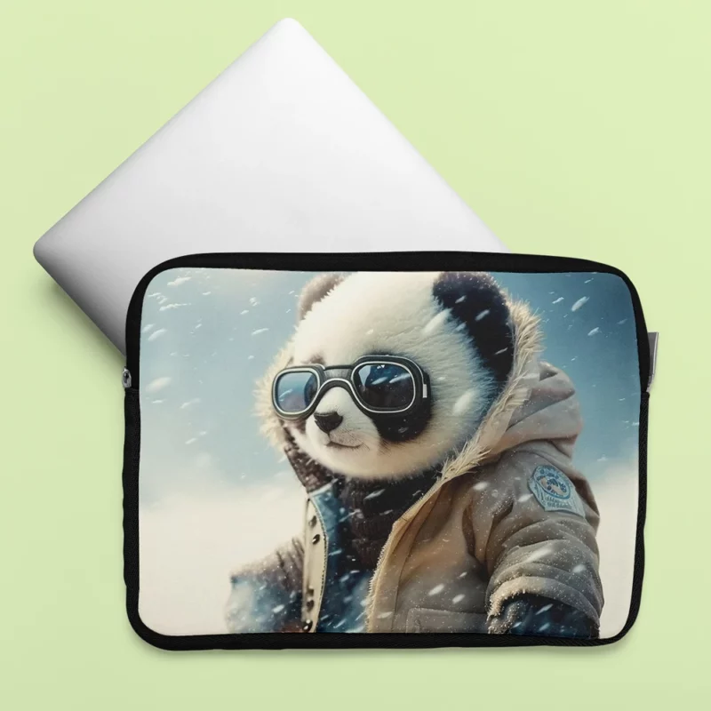 Panda in Snow Gear Laptop Sleeve