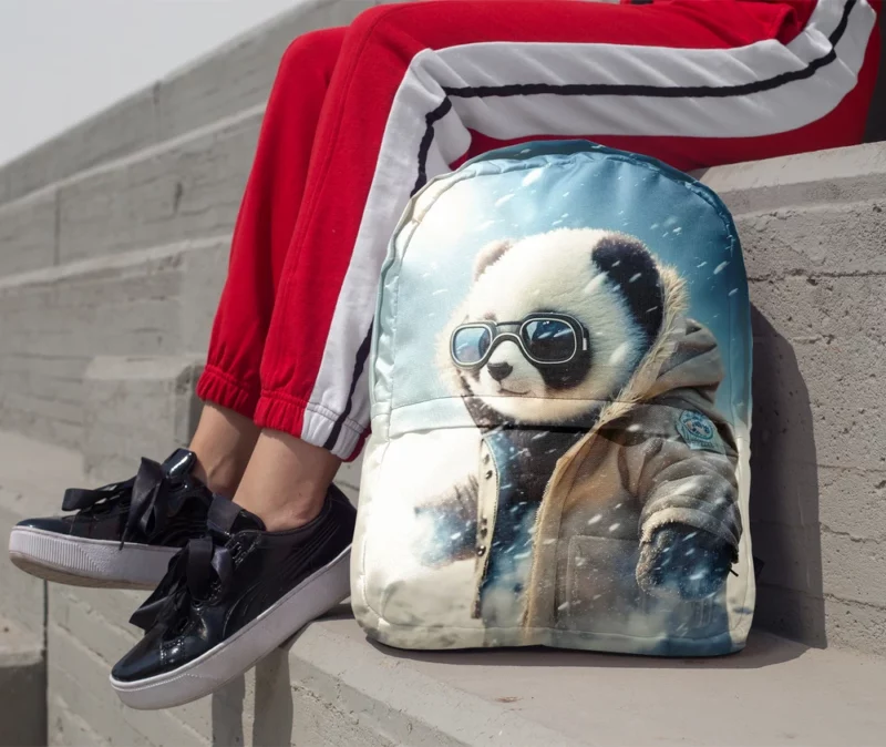 Panda in Snow Gear Minimalist Backpack 1