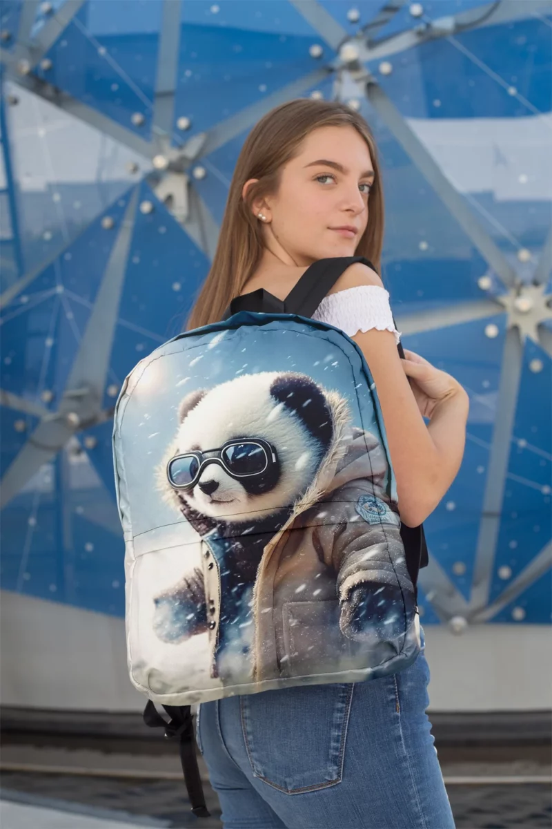 Panda in Snow Gear Minimalist Backpack 2